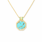 Campbell + Charlotte Spark Octagon Pendant Necklace - Turquoise & Emerald