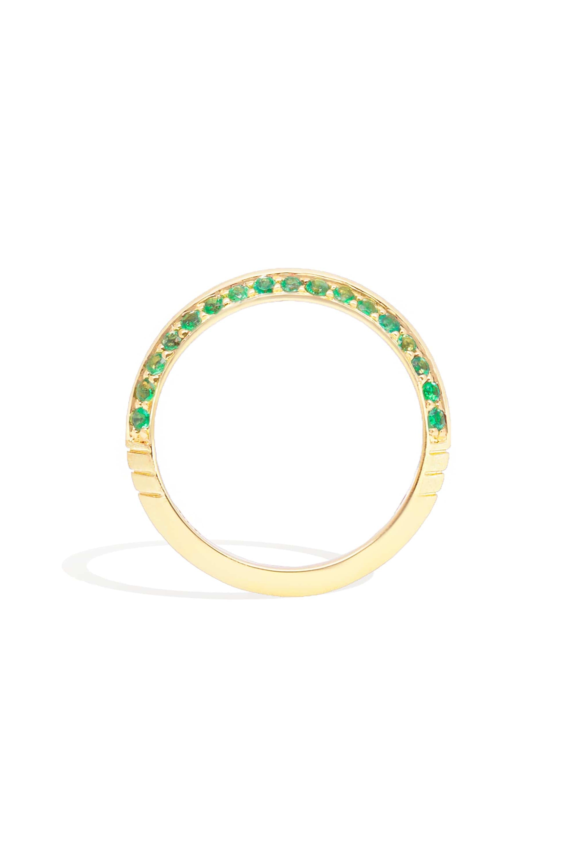 Campbell + Charlotte The Crew Knife Edge Stacking Ring - Emerald