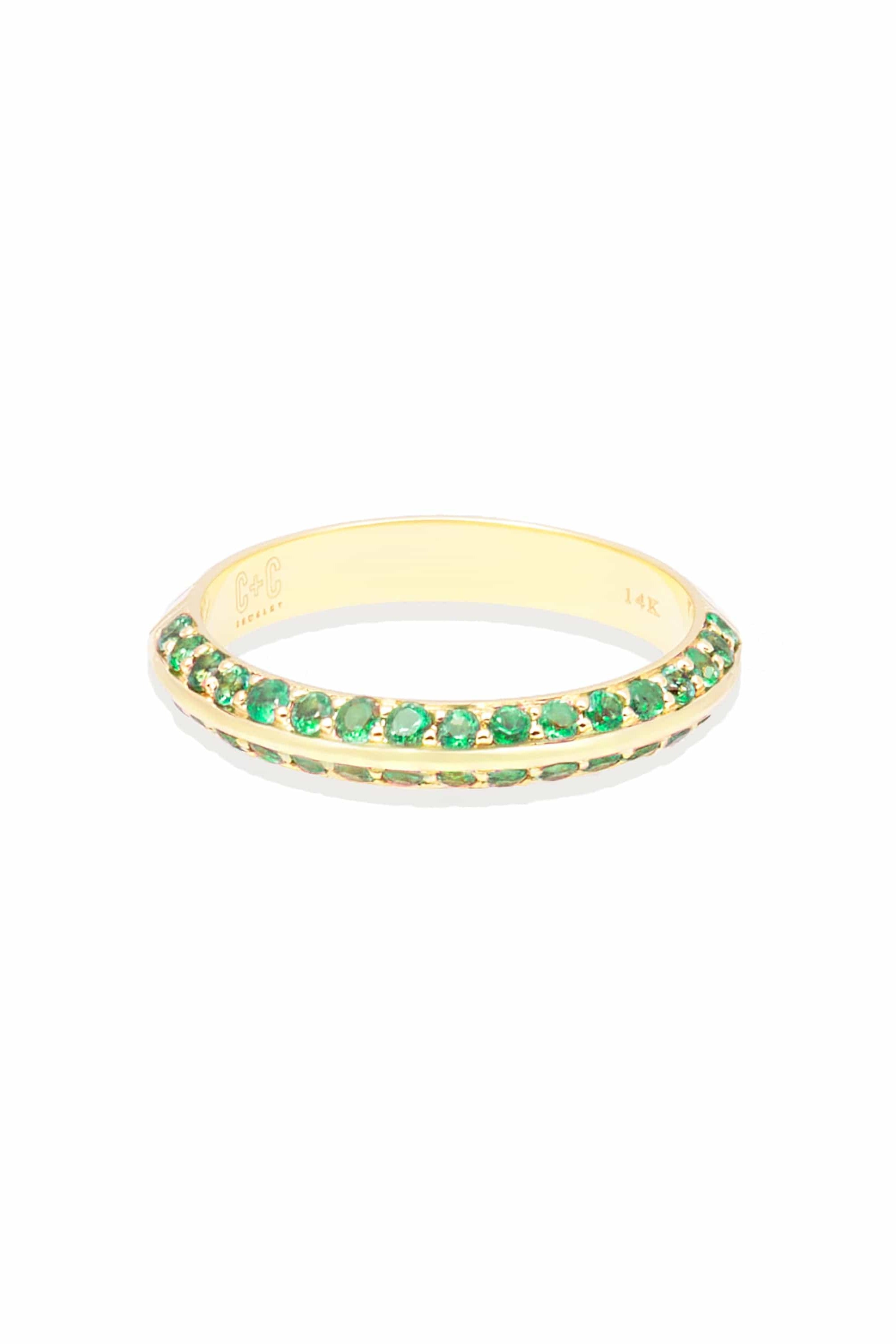 Campbell + Charlotte The Crew Knife Edge Stacking Ring - Emerald