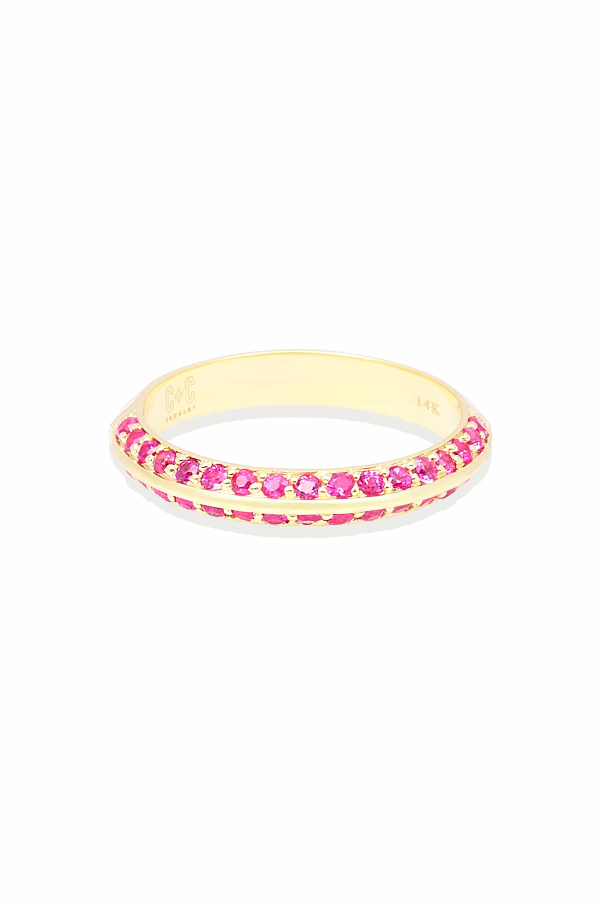 Campbell + Charlotte The Crew Knife Edge Stacking Ring - Pink Sapphire