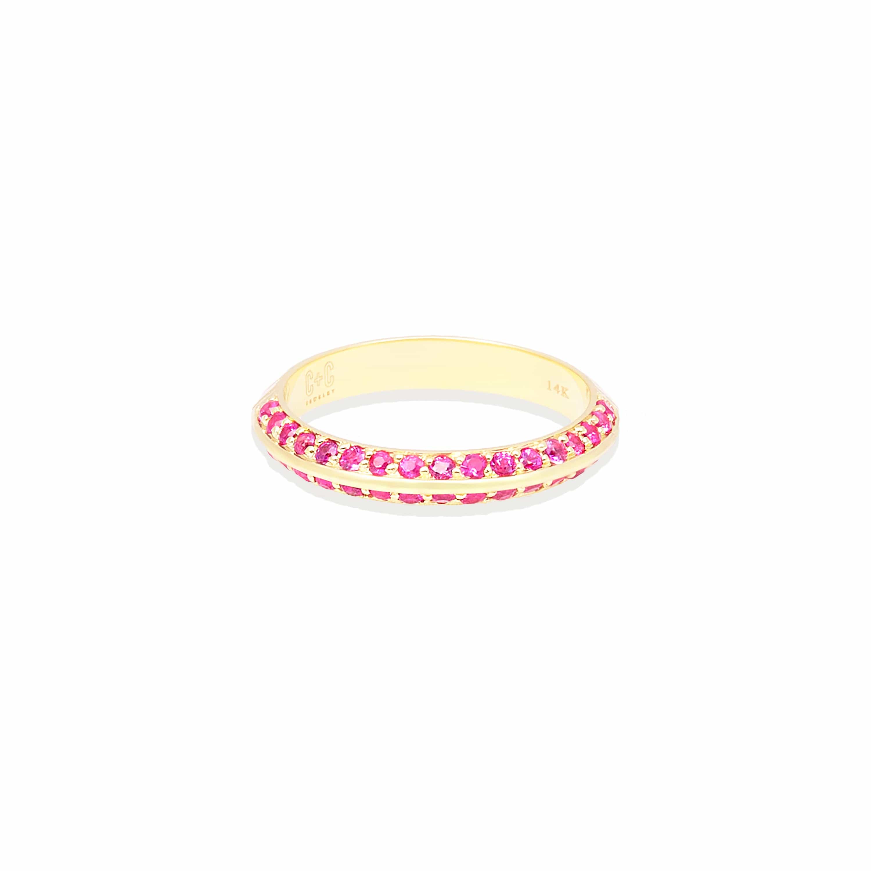 Campbell + Charlotte The Crew Knife Edge Stacking Ring - Pink Sapphire