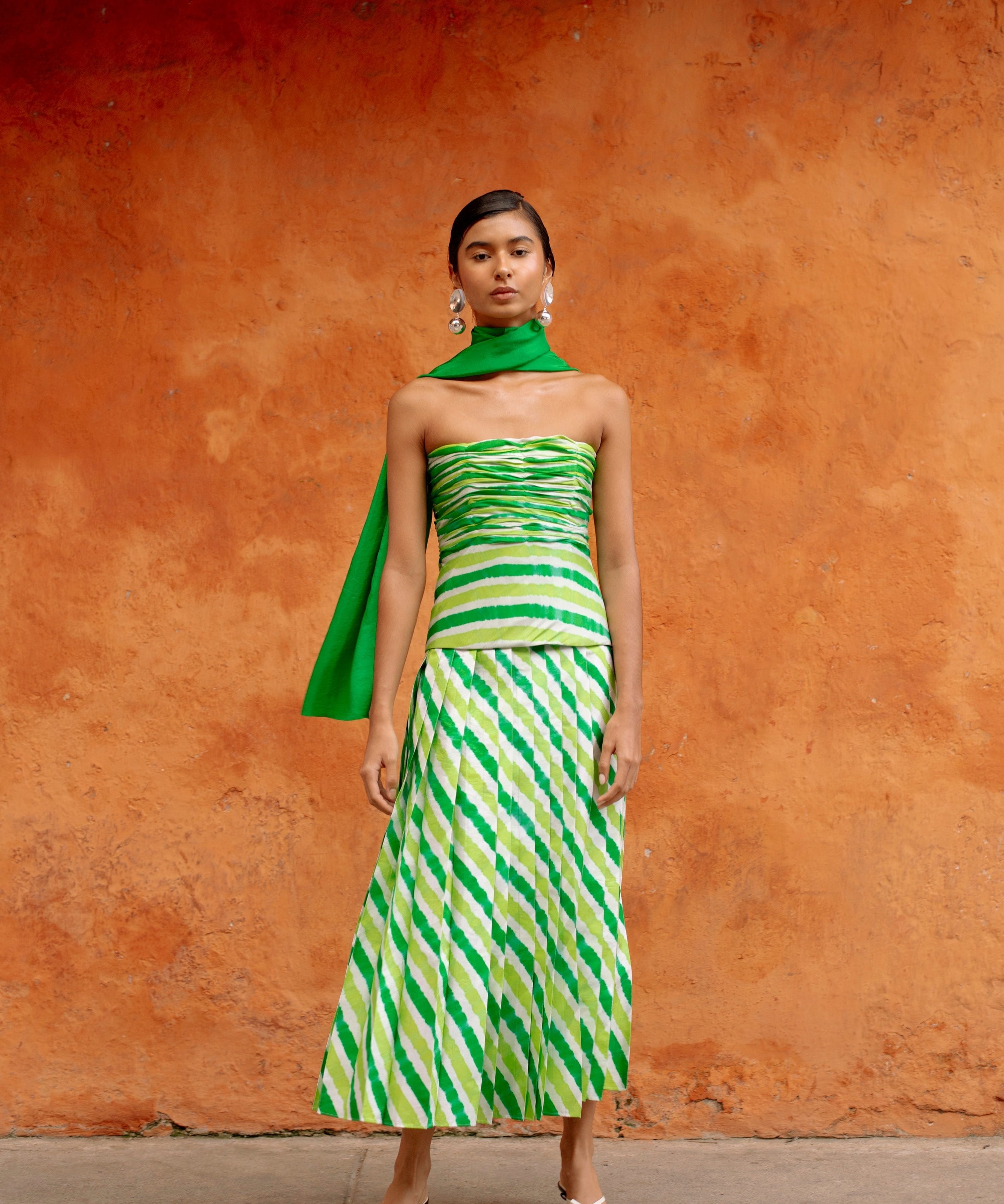 De Castro 2 Piece Skirt Set Custom size Green Leheriya Set