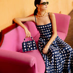De Castro Dress Navy Blue Checkmate Dress