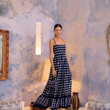 De Castro Dress Navy Blue Checkmate Dress