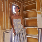 De Castro Dress Stripe Bloom Blue Dress