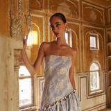 De Castro Dress Stripe Bloom Blue Dress