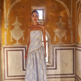 De Castro Dress Stripe Bloom Blue Dress