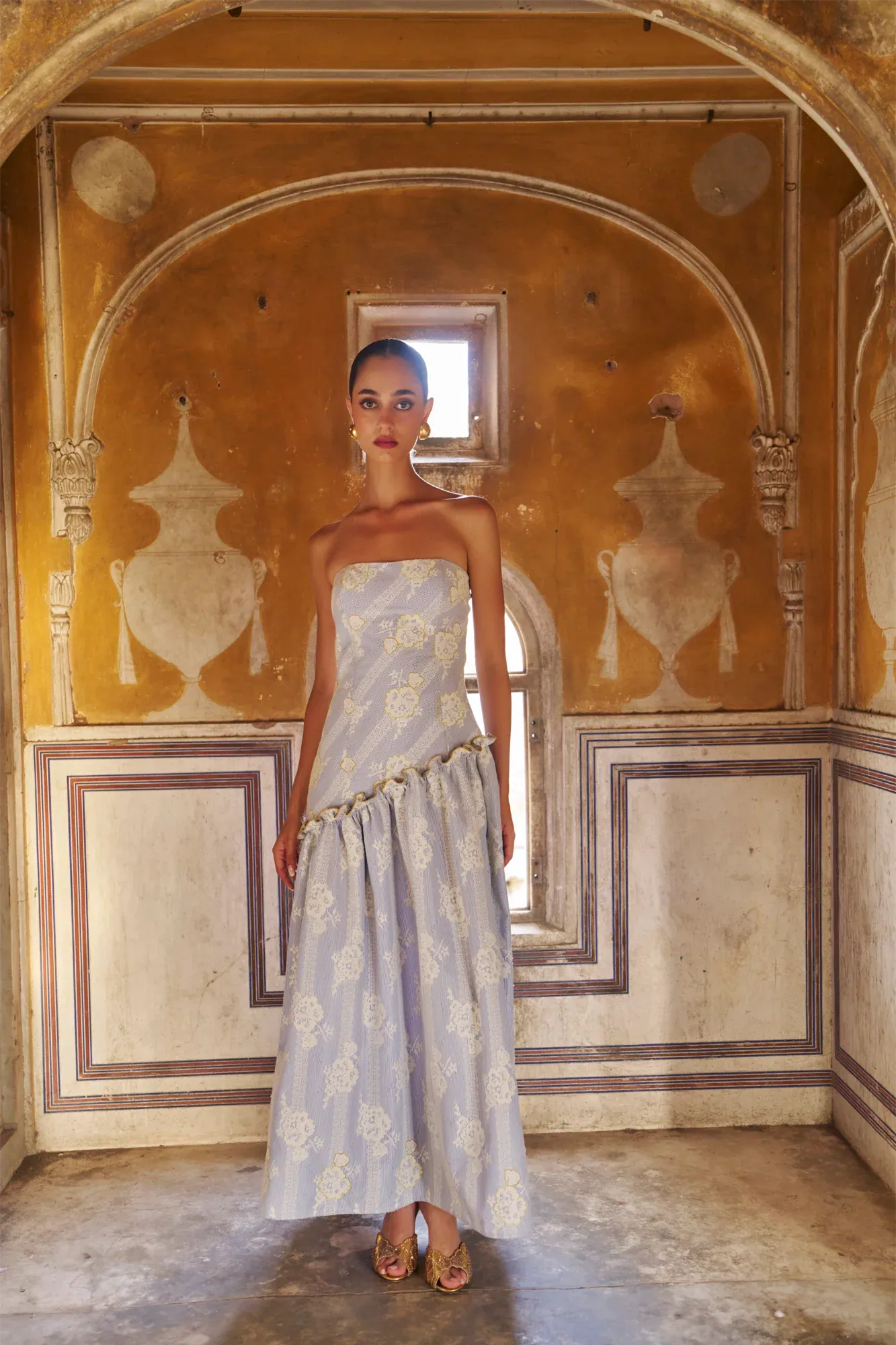 De Castro Dress Stripe Bloom Blue Dress