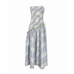 De Castro Dress Stripe Bloom Blue Dress