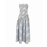 De Castro Dress Stripe Bloom Blue Dress