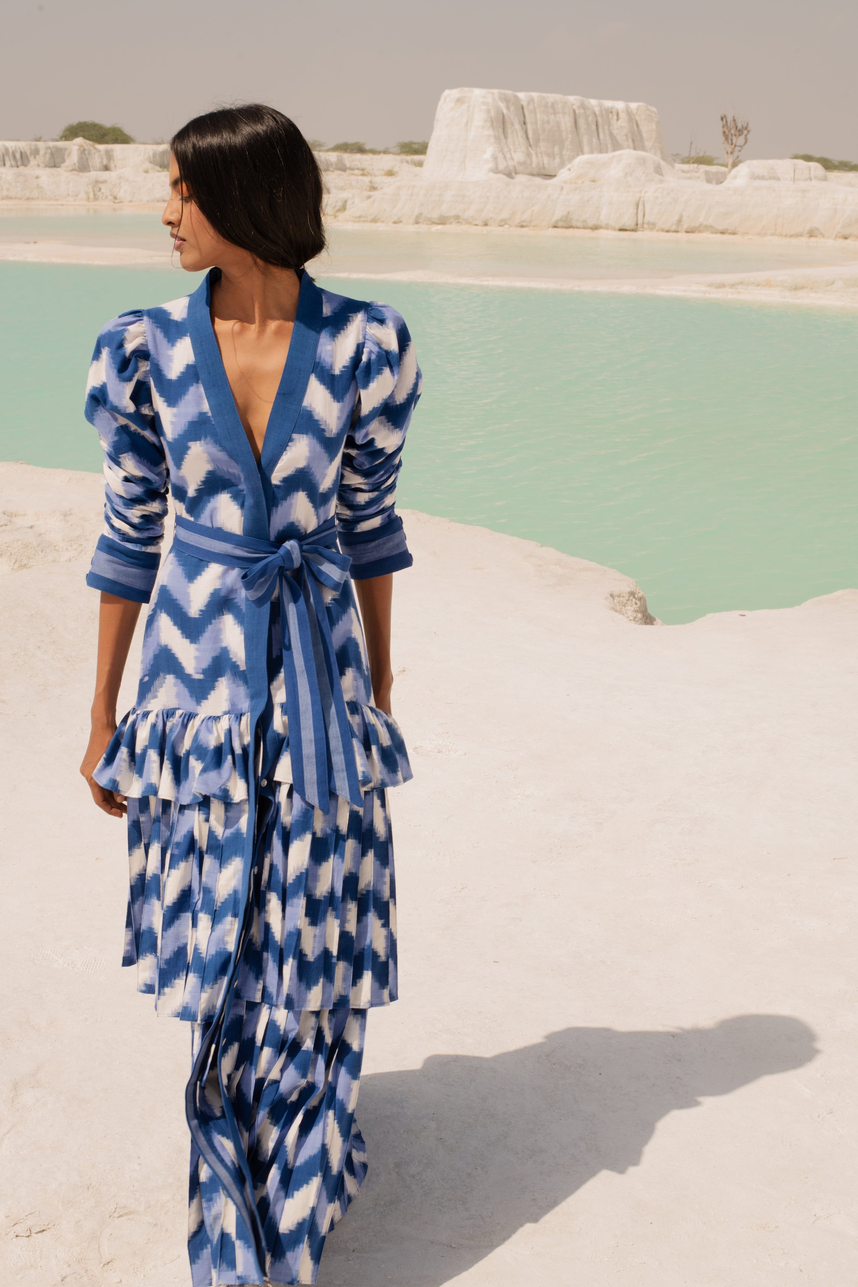 De Castro Dress Waves Lapis Lazuli Dress