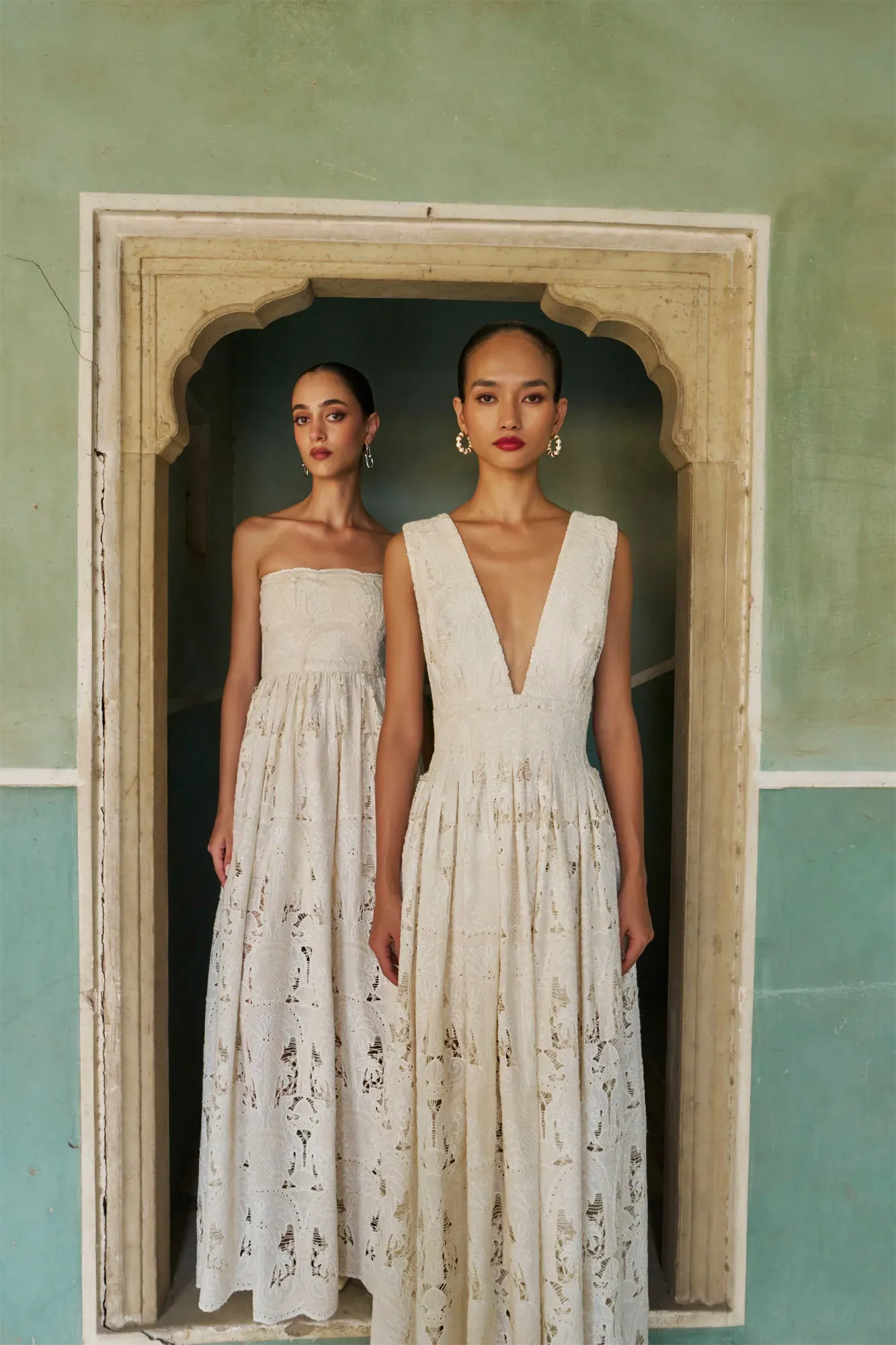 De Castro Dresses Ivory Garden Plunge Dress