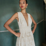 De Castro Dresses Ivory Garden Plunge Dress