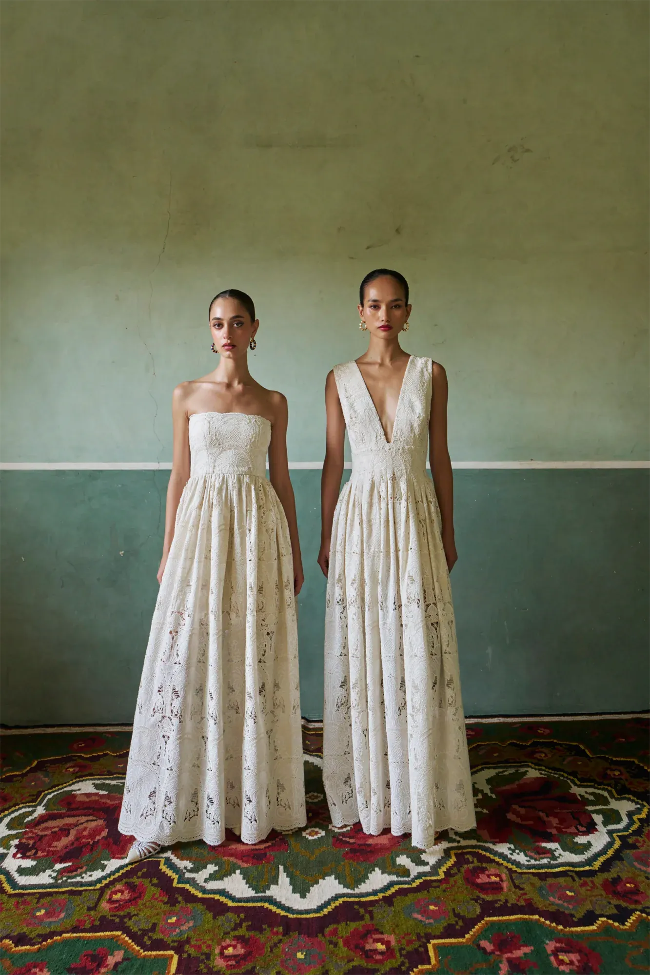 De Castro Dresses Ivory Garden Plunge Dress
