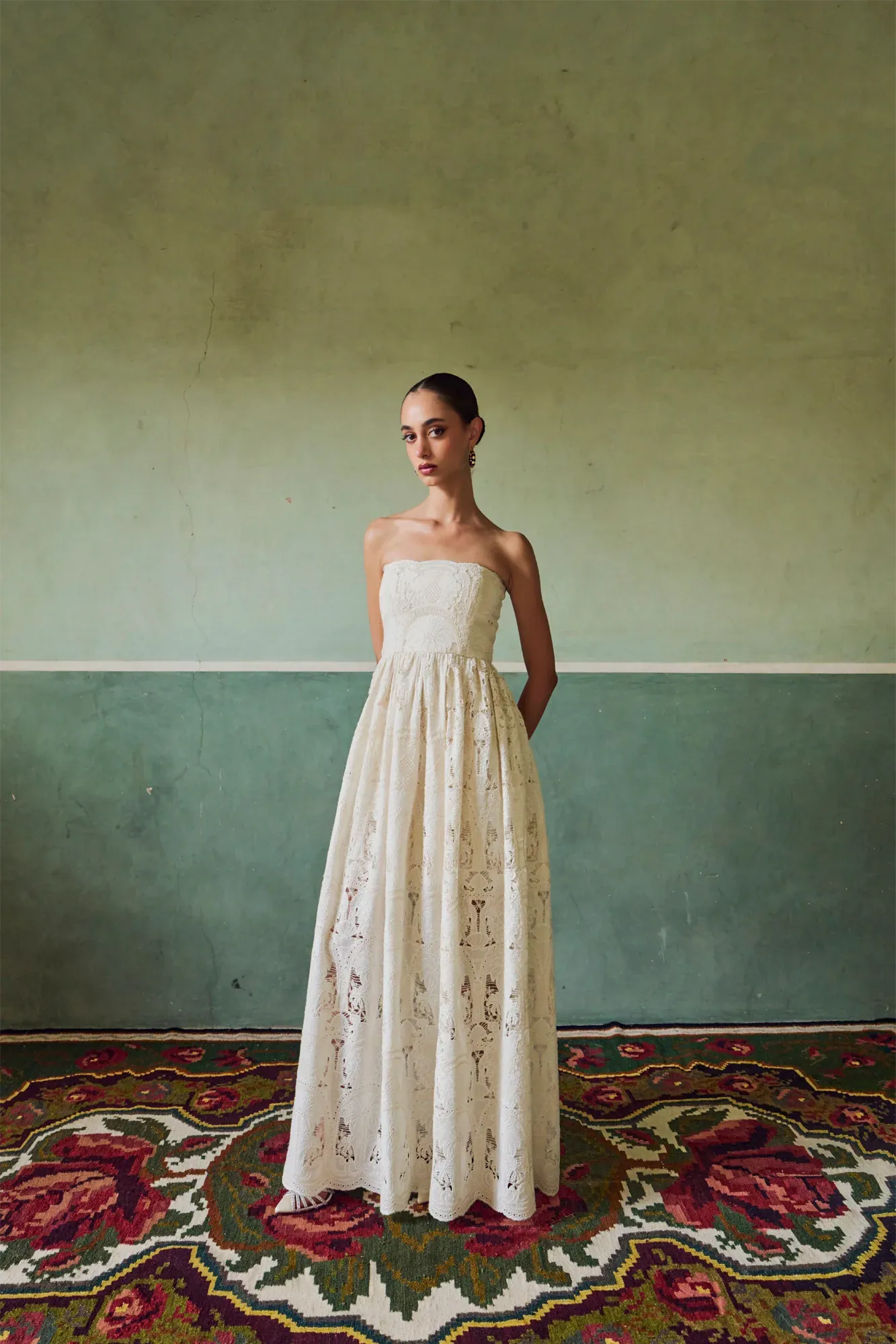 De Castro Dresses Ivory Garden Strapless Dress
