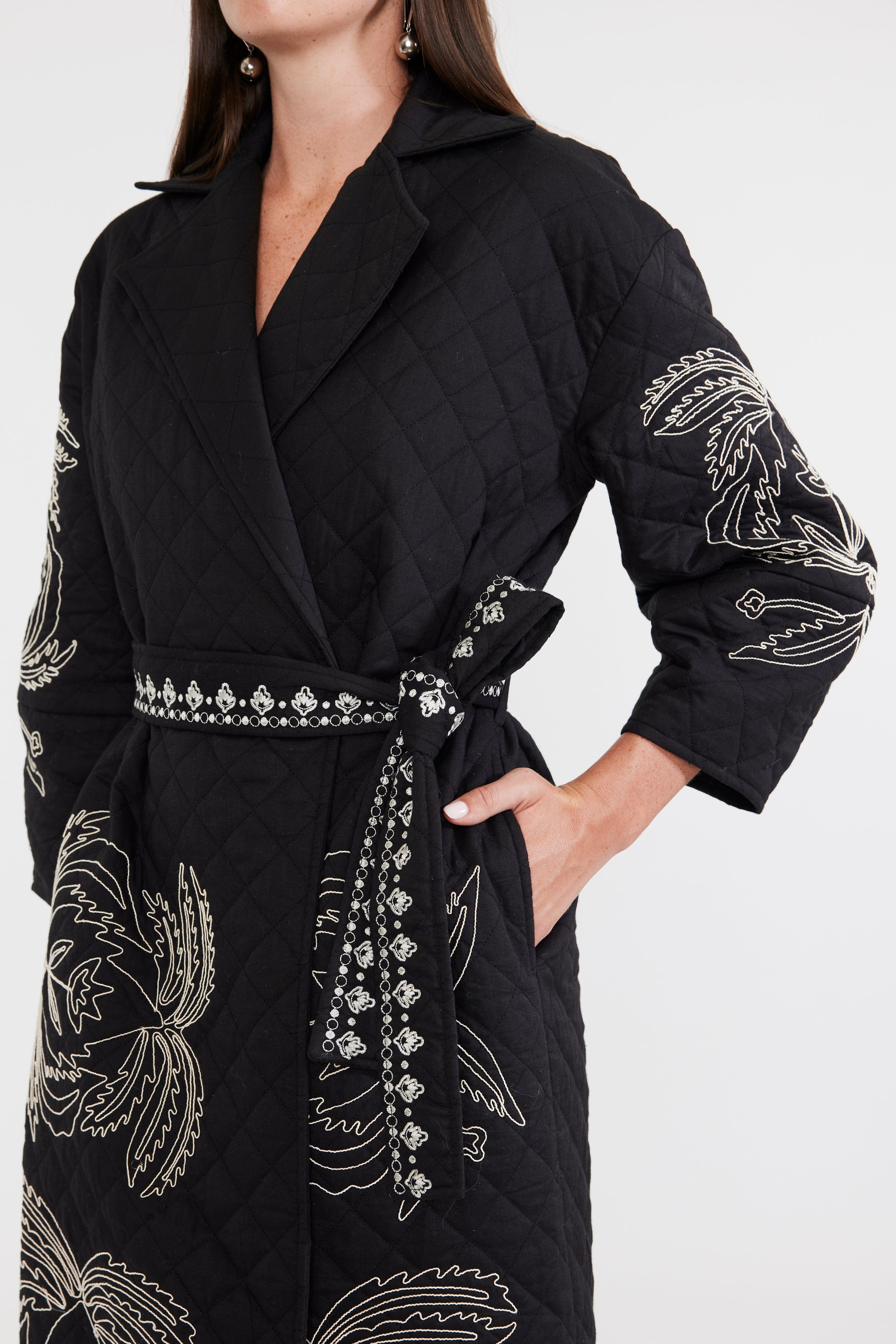 Eddy Jacket Palak Embroidered Quilted Wrap Jacket