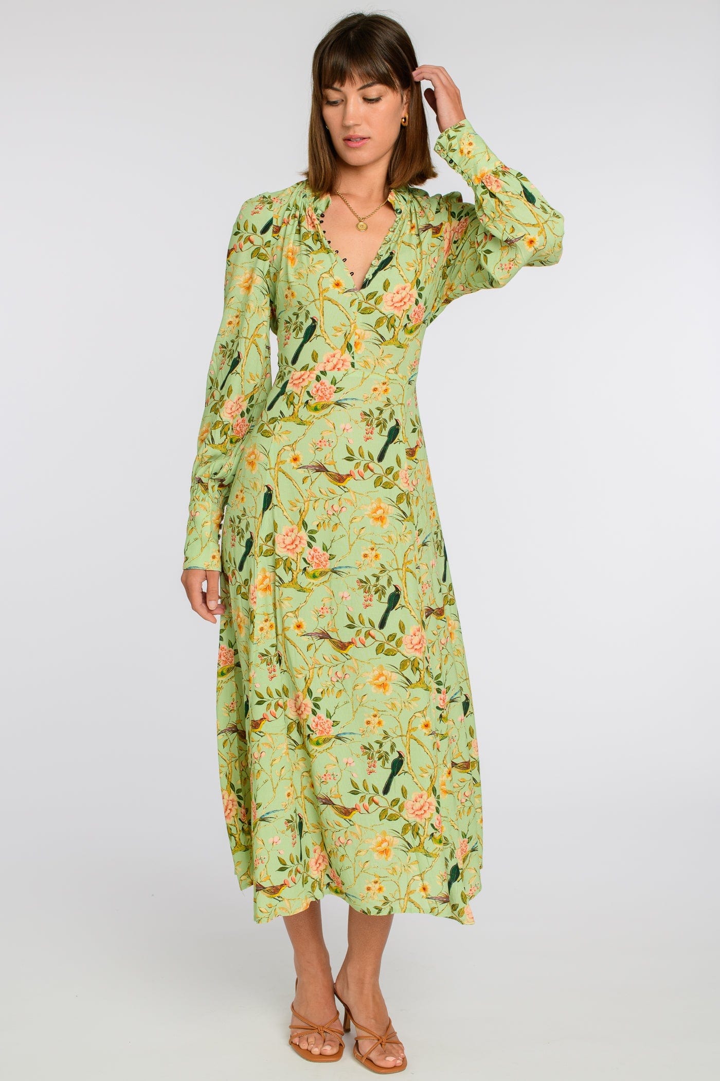 Elizabeth James The Label Dress Morgan Dress in Chinoiserie Pear