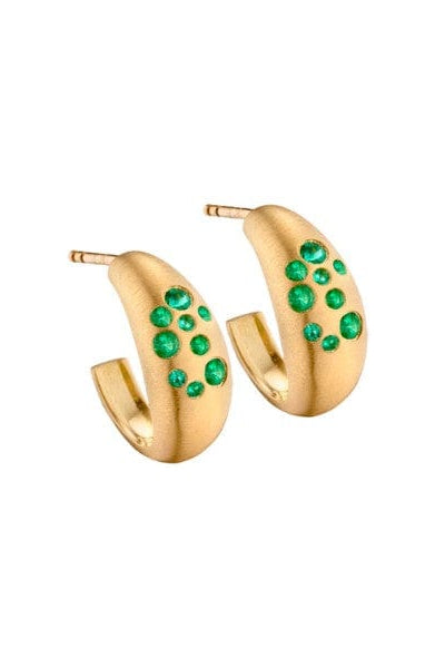 Elizabeth Moore Earrings Fairy Dust Emerald Hoops