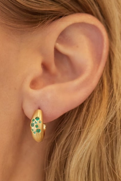 Elizabeth Moore Earrings Fairy Dust Emerald Hoops