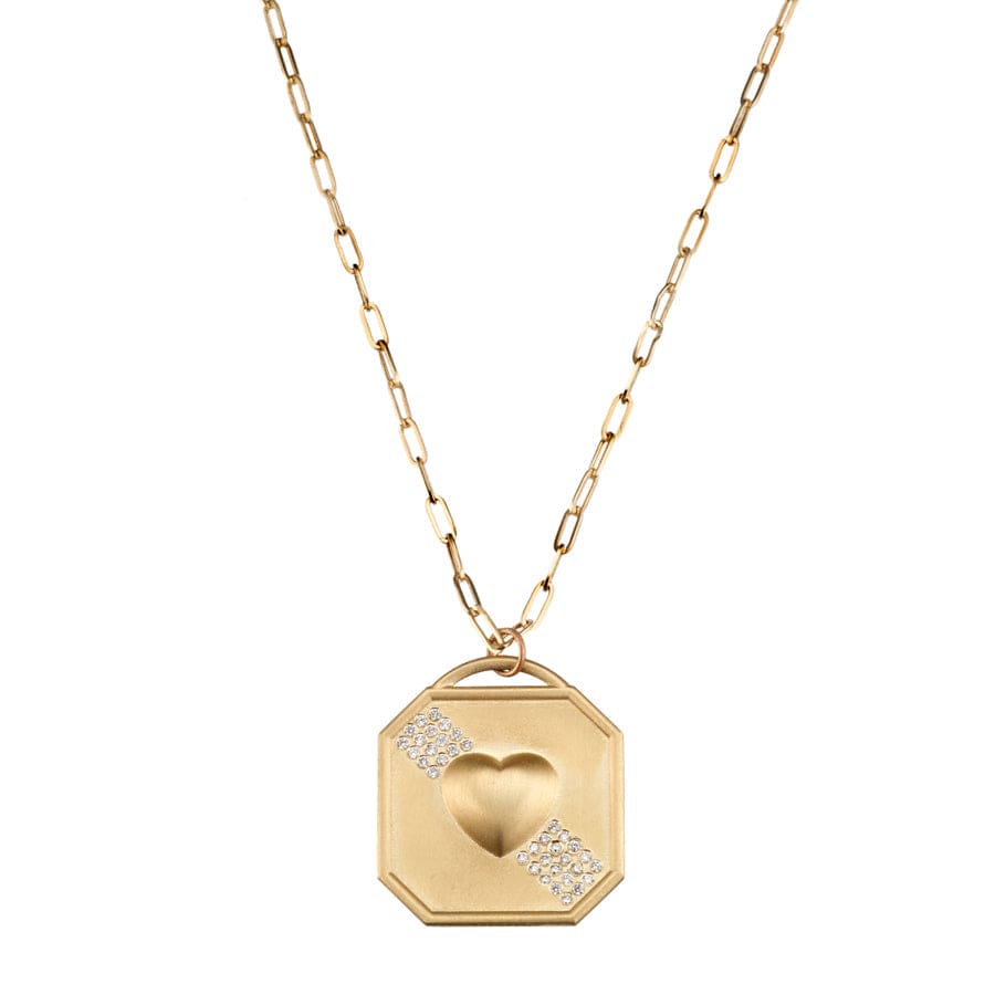 Elizabeth Moore Necklace Diamond Puffy Heart