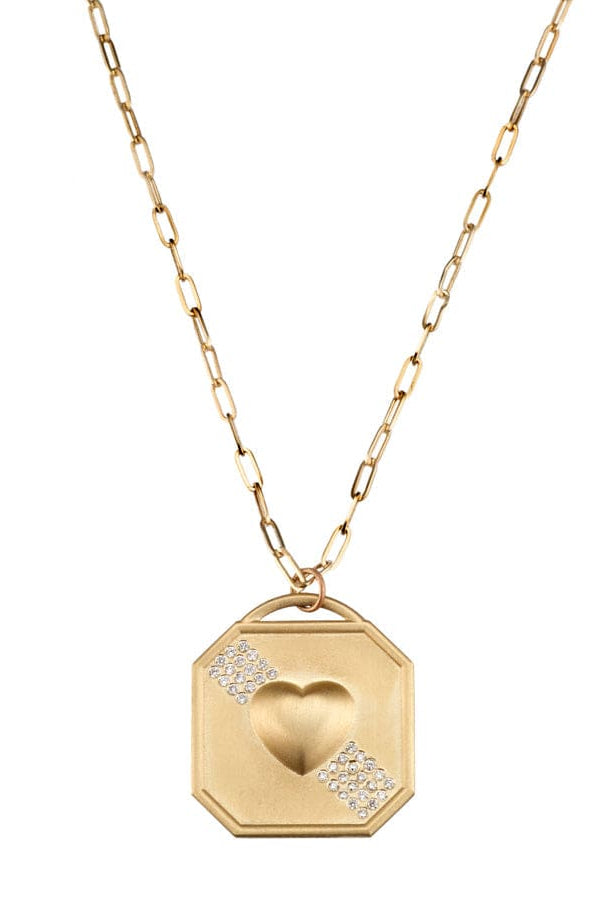 Elizabeth Moore Necklace Diamond Puffy Heart