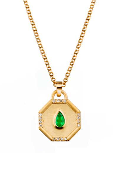 Elizabeth Moore Necklace Fairy Dust Emerald Pendant