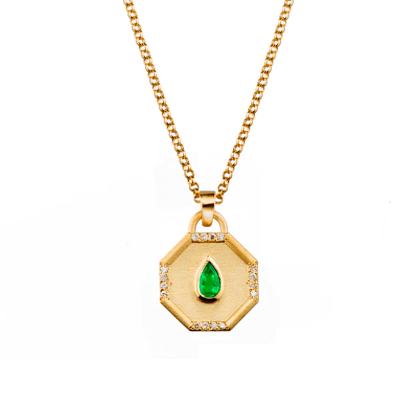 Elizabeth Moore Necklace Fairy Dust Emerald Pendant