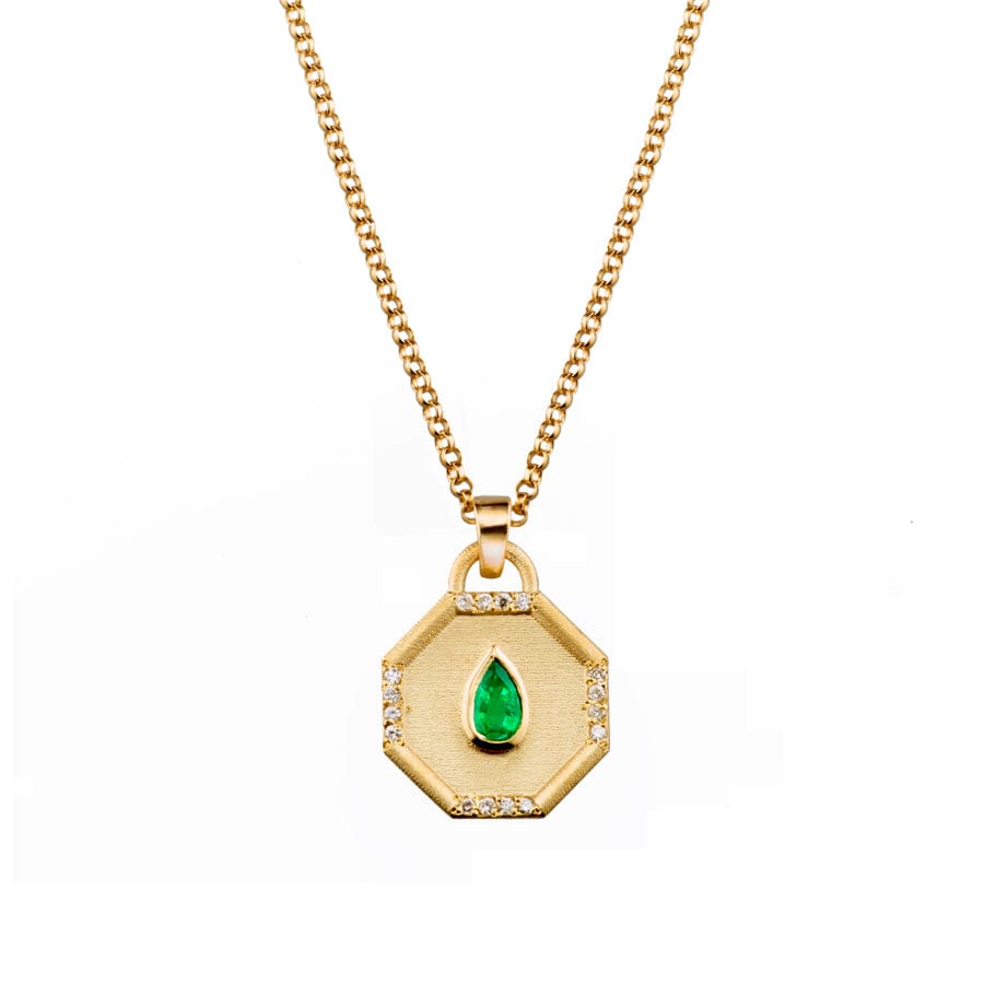 Elizabeth Moore Necklace Fairy Dust Emerald Pendant