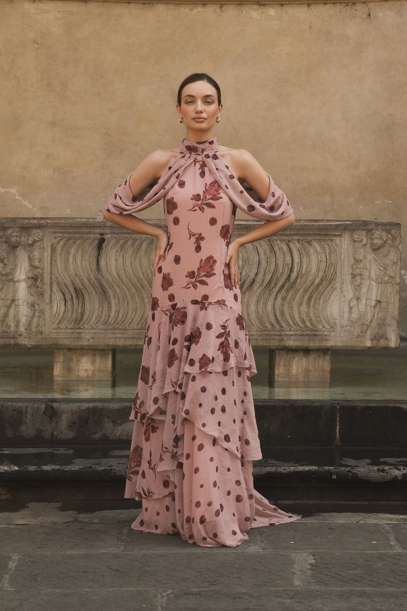 ESTEFANIA INTERNACIONAL Dress Vesubio Dress Cherry Blush