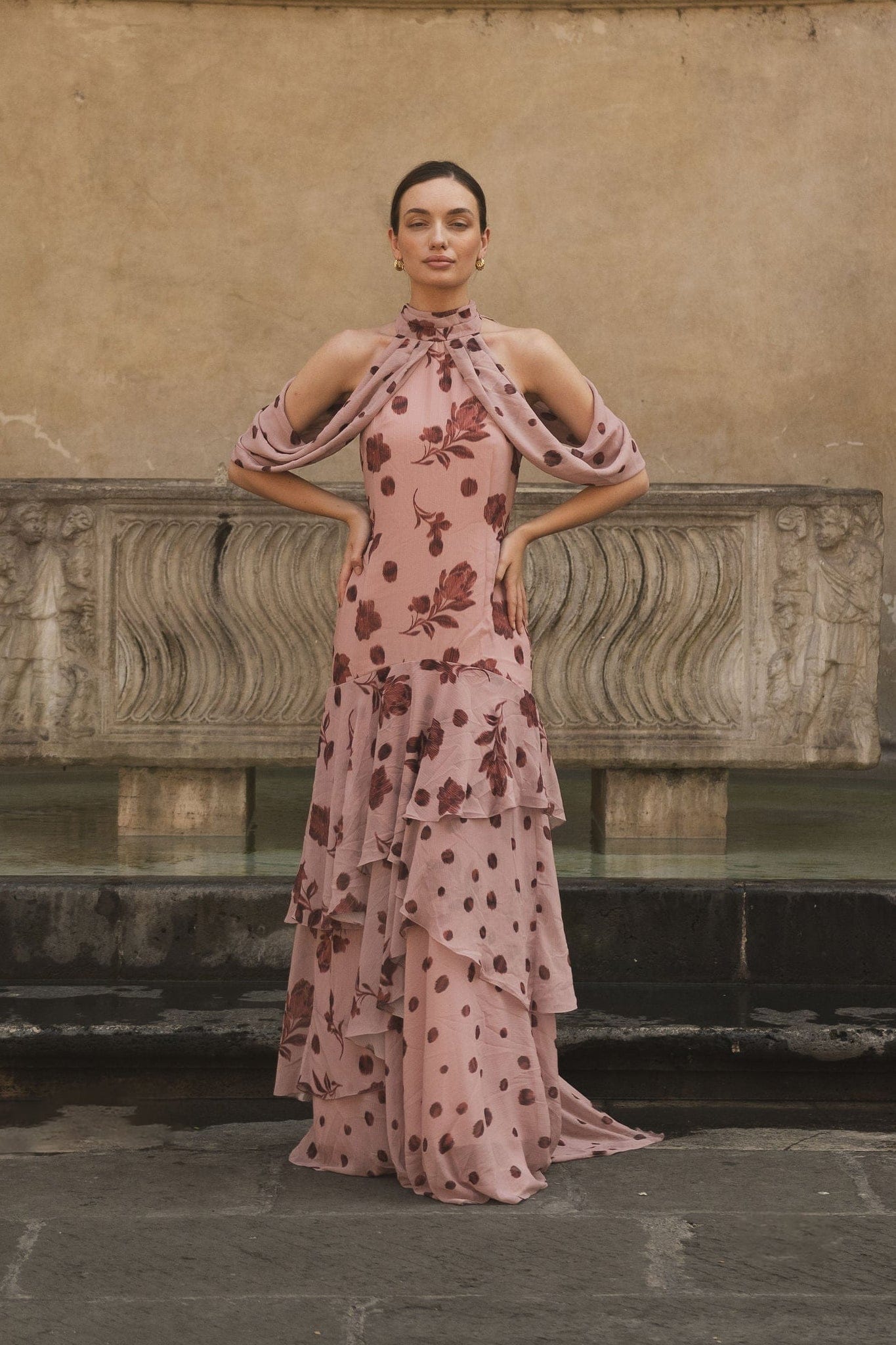 ESTEFANIA INTERNACIONAL Dress Vesubio Dress Cherry Blush