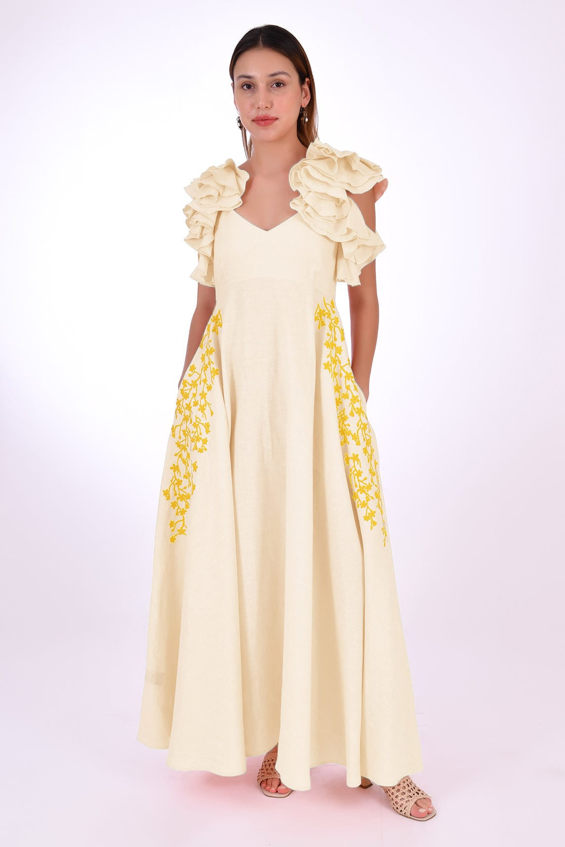 Fanm Mon Dress L / Light Yellow Essen Marassa