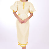 Fanm Mon Dress L / Light Yellow Nehir Marassa