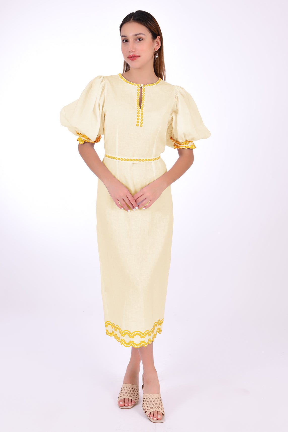 Fanm Mon Dress L / Light Yellow Nehir Marassa