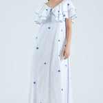 Fanm Mon Dress XXS / White with Blue Swiss Dots Payton