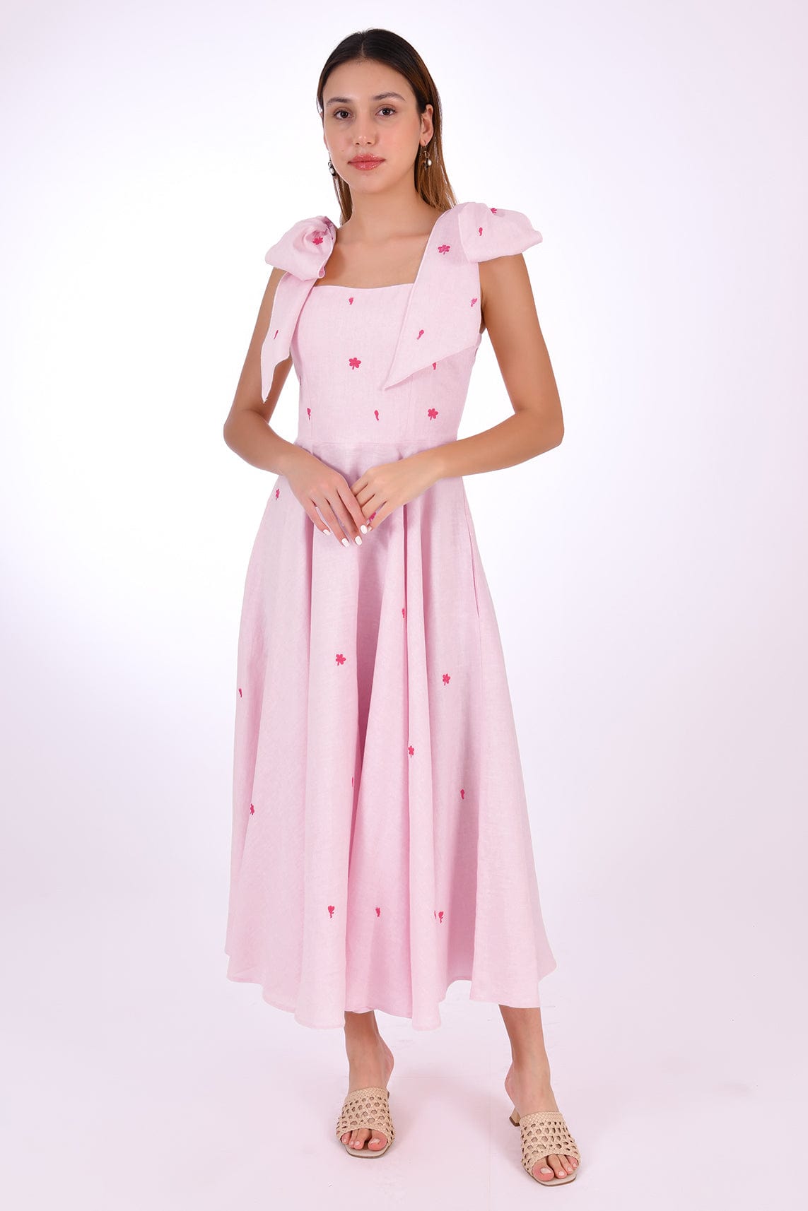 Fanm Mon Dress L / Light Pink Sara Midi Marassa