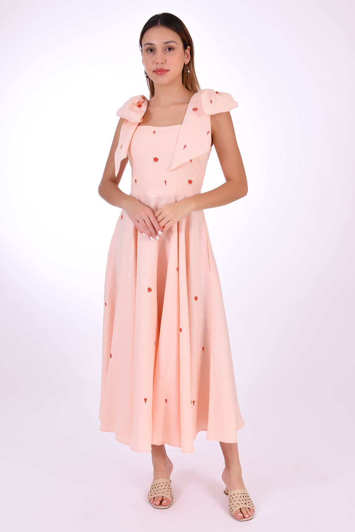 Fanm Mon Dress L / Peach Sara Midi Marassa