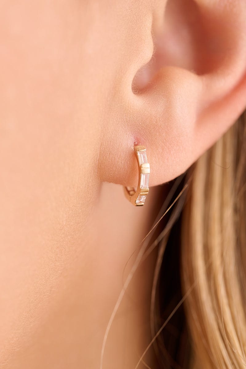 Henri Noël Baguette Huggie Earrings