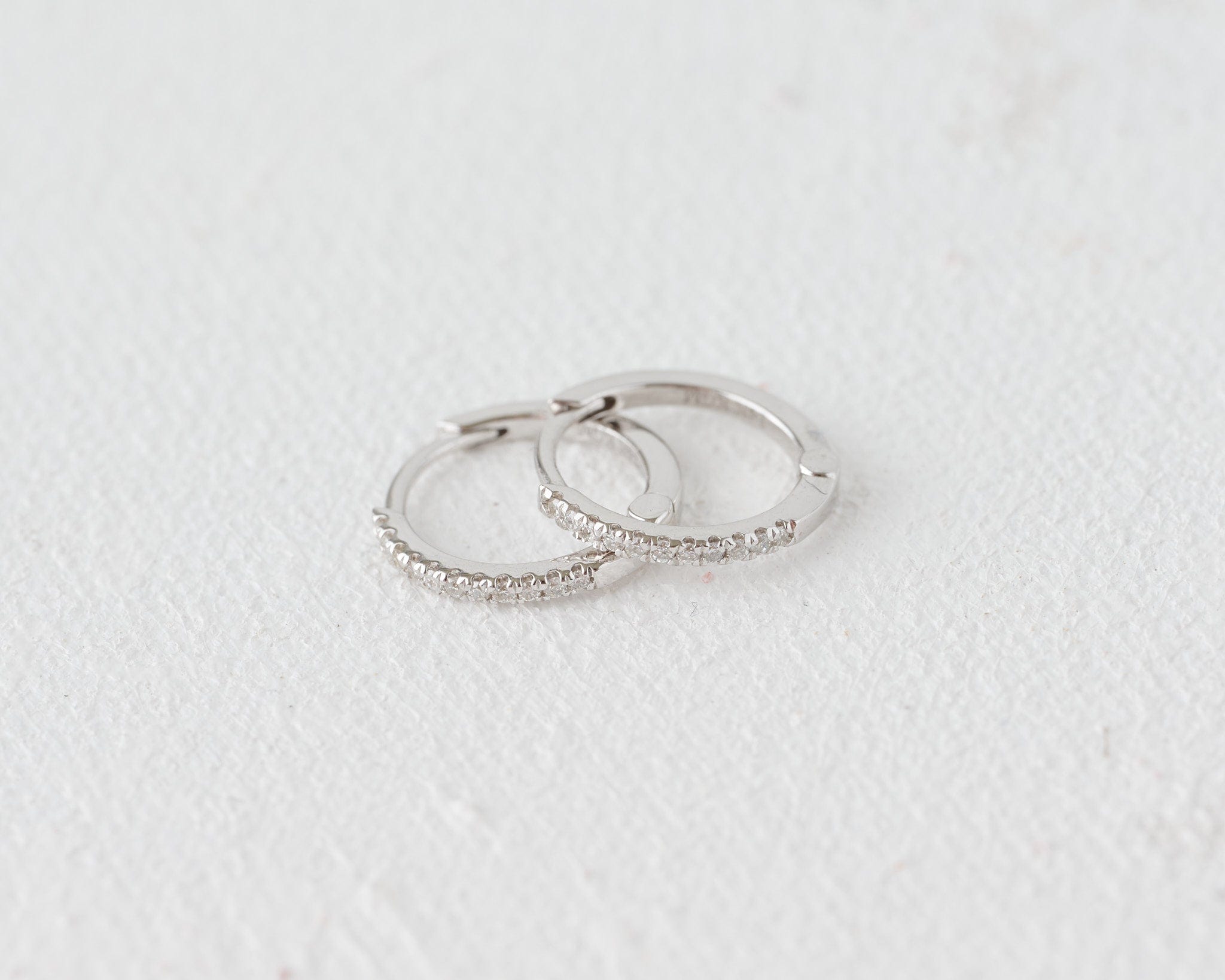 Henri Noël Earrings White Gold Mini Diamond Hoops