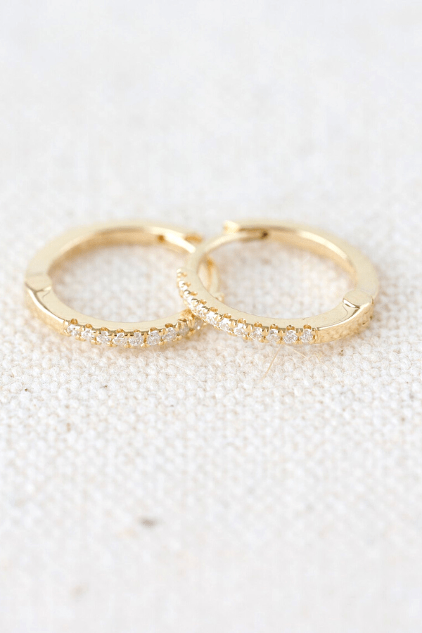 Henri Noël Earrings Yellow Gold Mini Diamond Hoops