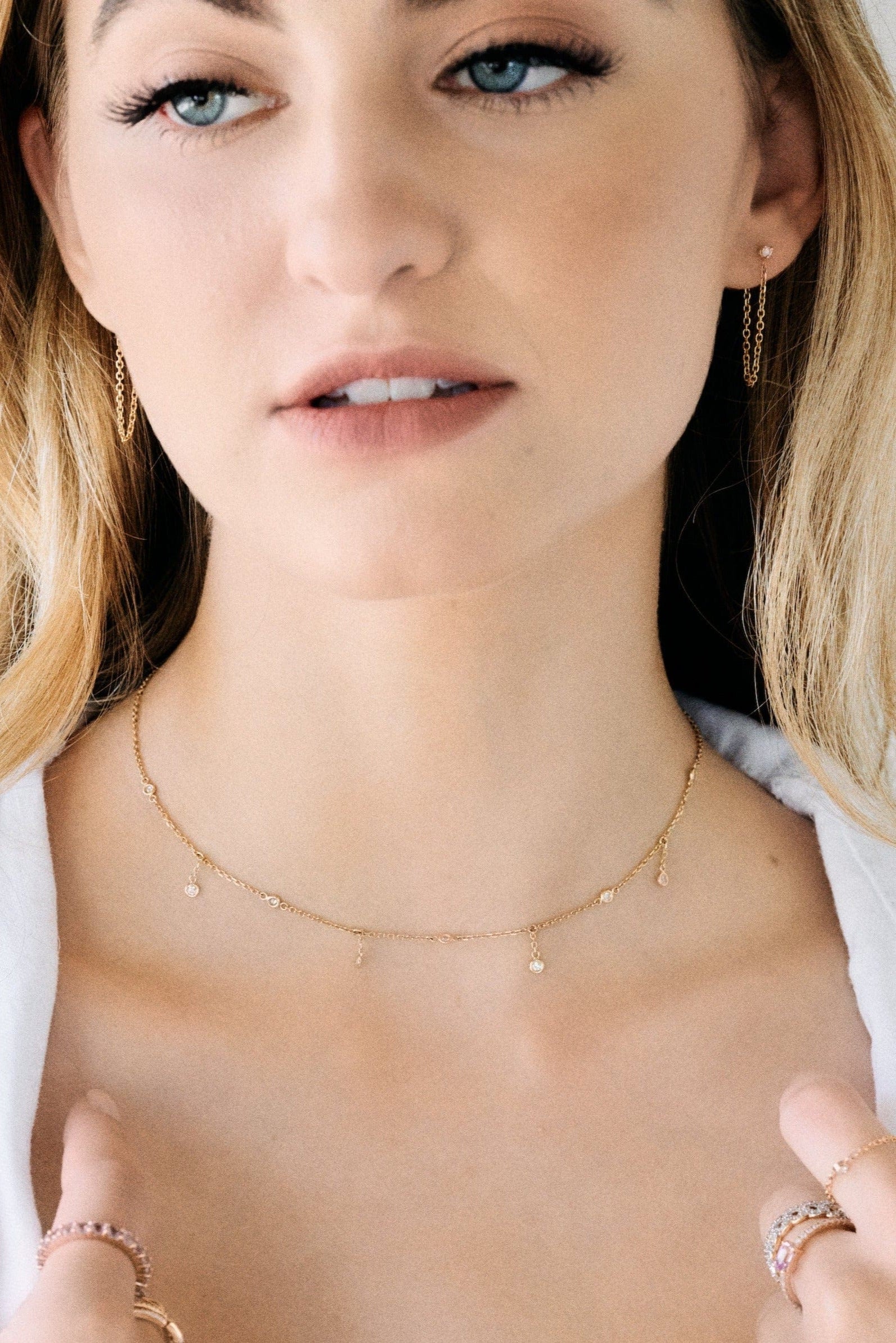 Henri Noël Necklace Alternating Diamond Drop