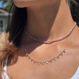 Henri Noël Necklace Pink Sapphire and Diamond Drop Station