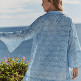 Hermoza Cover Up Betty Flounce Sleeve Dress Cover-up in Powder Blue Eyelet