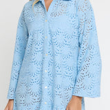 Hermoza Cover Up Betty Flounce Sleeve Dress Cover-up in Powder Blue Eyelet