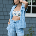 Hermoza Cover Up Powder Blue / XS Dakota Shirt Cover-up in Powder Blue Eyelet