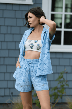 Hermoza Cover Up Powder Blue / XS Dakota Shirt Cover-up in Powder Blue Eyelet