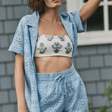 Hermoza Cover Up Dakota Shirt Cover-up in Powder Blue Eyelet