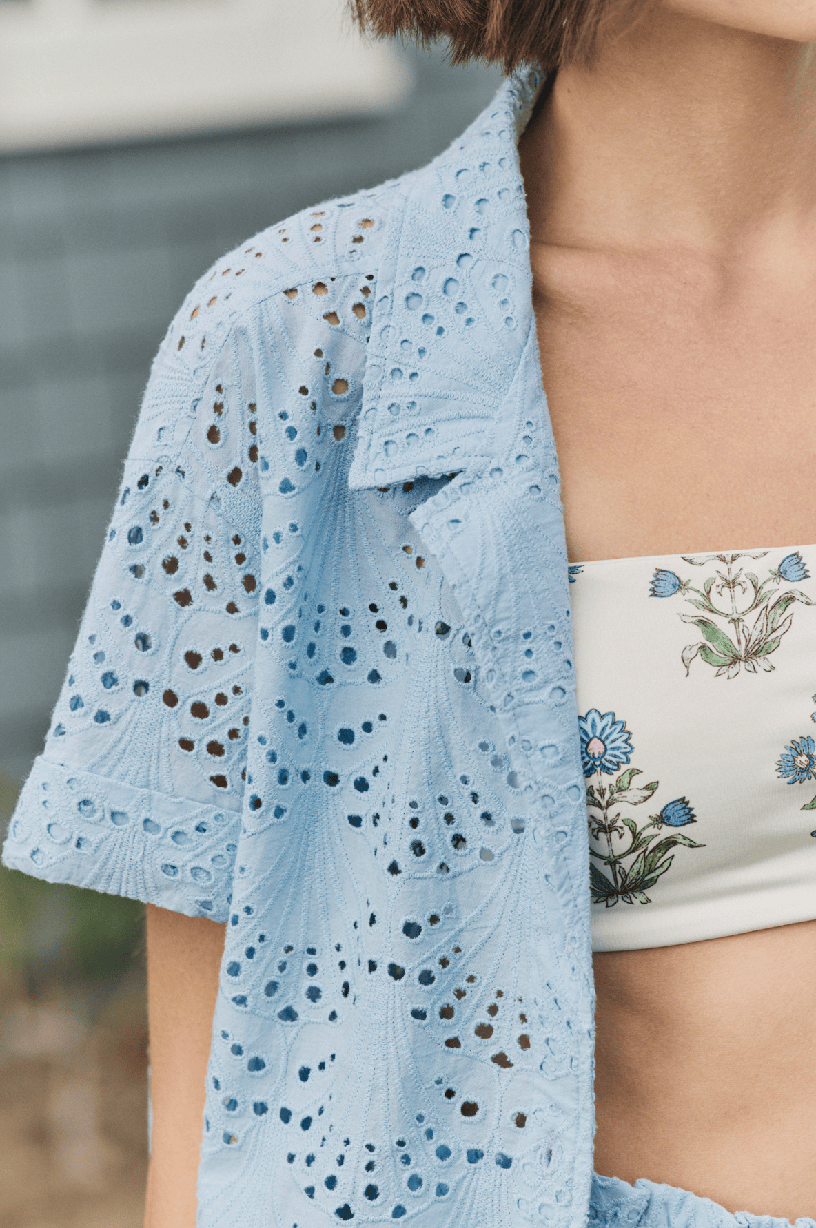 Hermoza Cover Up Dakota Shirt Cover-up in Powder Blue Eyelet