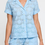 Hermoza Cover Up Dakota Shirt Cover-up in Powder Blue Eyelet