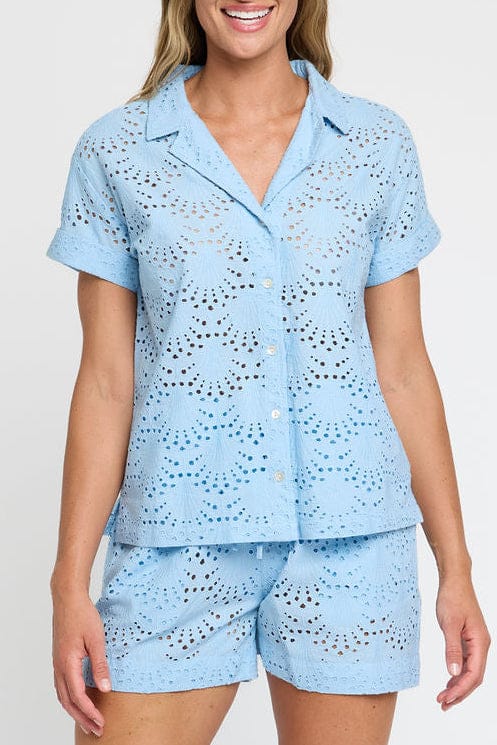 Hermoza Cover Up Dakota Shirt Cover-up in Powder Blue Eyelet