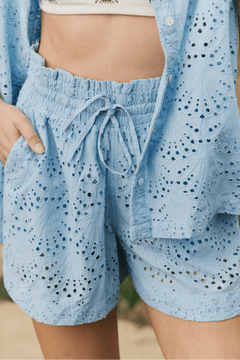 Hermoza Cover Up Powder Blue / XS Jenna Short Cover-up in Powder Blue Eyelet